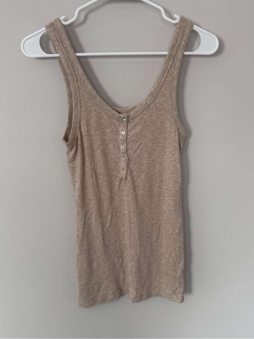 Aerie Real Soft Beige Ribbed Henley Tank Top